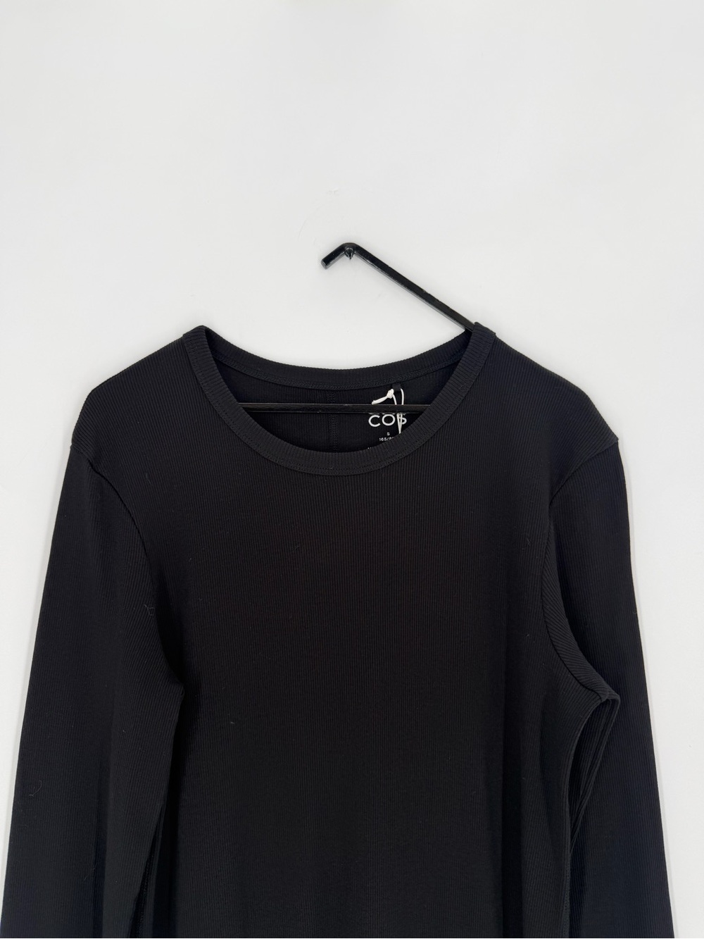 Cos Ribbed Knit Jersey Maxi Long Sleeve Minimalist Dress In Black